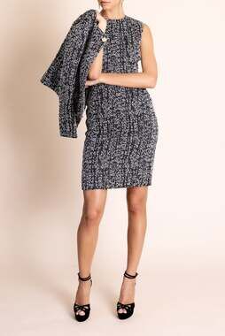 Lanvin Womens Sleeveless Boucle Dress in Black & White Fr 40 US 8